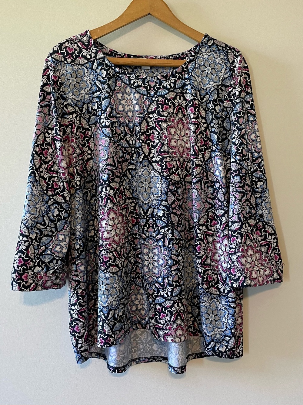 Croft & Barrow Tunic Size XXL Floral Paisley 3/4 Sleeve Jersey Knit